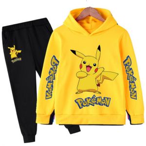 2021 new children's clothing Pikachu hoodie Pokemon cotton children's hoodie pants two-piece children's clothing se