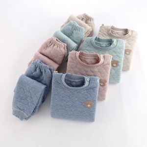 Kid Pajamas Set Boys Girls Cotton-padded Pjs Top and Pants Unisex 3 layers to Keep Thick Warm Clothes Toddler Clothing Clothes