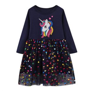 New Arrival Princess Girls Dresses Autumn Spring Hot Selling Children's Party Dress Unicorn Girls Clothing Toddler Frocks Dre