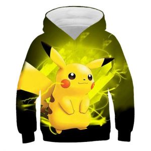 Boy Japanese anime hoodie Children cartoon graphics Pikachu Pokemon printed 3D casual Harajuku sweatshirt top clothes fit kid