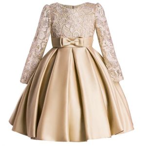 Summer Long Sleeve Dress Girl Kids Dresses For Girls Pageant Gown Clothing Party Solid Lace Dress Princess Dress 3-12 Years