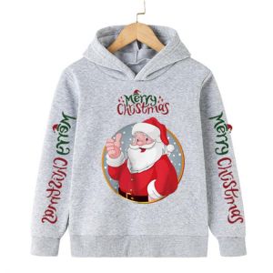 New Merry Christmas Sweater Cartoon Top Christmas Santa Claus Hoodie Cotton Children's Clothes Kids Boy Clothes 4-14Years 202