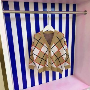 Child Outerwear Baby Girls Knitted Sweater Fall 2021 Designer Clothes Kids Long Sleeve Coats Plaid Boys Cardigan Jackets Autumn