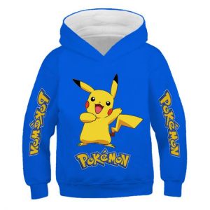 Children's Pokemon Boys Cartoon Anime Cotton Print Hoodie Youth Fall Hooded Sweatshirt Boys Clothes Long Sleeve Pullover
