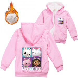 all in one place ילדים ותינוקות 2021 Kids Gabby&#x27;s Dollhouse Clothes Baby Girls Thick Velvet Hoody Zipper Jacket Children Winter Clothing Teenager Boys Outwea