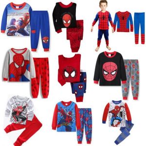 Children's Pajamas Spring Long Sleeve T Shirt+Pant Sport Set Cartoon Spiderman Kid Pyjamas Boy Girl Baby Sleepers Sleepwear 2