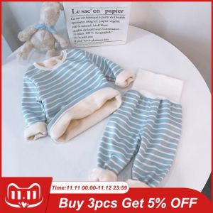 2021 Plush Pajamas Baby Boy Set Clothes For Girls Clothing Baby Boy Clothes Thermal Underwear Boy Pajamas Suit 1-5 Years Old