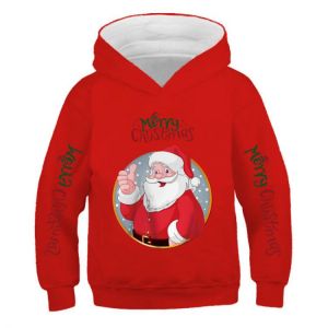 Autumn Winter Fashion Unisex Merry Christmas Santa Claus Hoodies Children Boys Long Sleeves Sweatshirt Baby Kids Cotton Pullover
