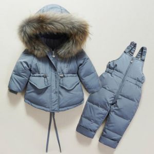 New Winter Children's Suit Down Jacket Two-piece Boy and Girl Down Jacket Bib -30 Winter Outing Ski Suit Thickened Down Jacke
