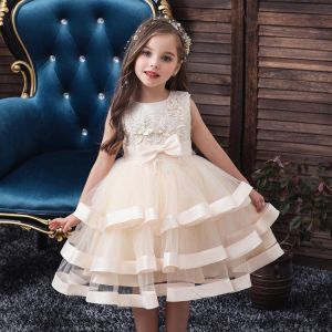 2018 Kids Elegant Pearl Cake Princess Dress Girls Dresses For Wedding Evening Party Embroidery Flower Girl Dress Girl Clothes