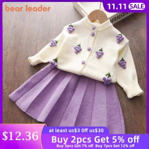 Bear Leader Baby Girls Clothes Set Autumn Winter Cartoon Grape Clothing Set New Kids Knitted Sweet Outfit Children Clothes Suit