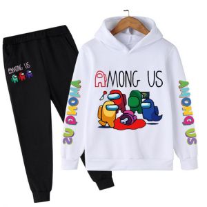 Autumn new product among us hoodie children's clothing 4-14 year old imposter sweat shirt and pants suit print cute cartoon