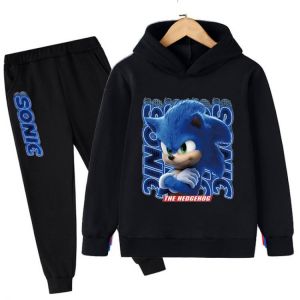 Children's Clothing Sonic Sweatshirt Pants Set Children's Sweatshirt Hoodie Boys' Clothing Cartoon Printed Casual G