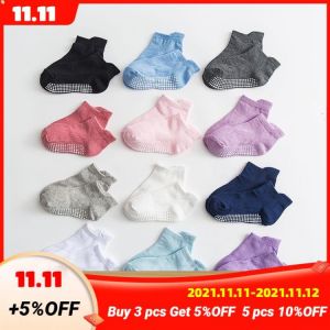 6 Pairs/lot 0 to 6 Yrs Cotton Sock With Rubber Grips Four Season Children's Anti-slip Boat Socks For Boys Girl Low Cut Floor 