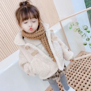 Children's clothing, winter clothing for lambs girls, display wool jacket, warm snowsuit, 3-8-year-old baby coat