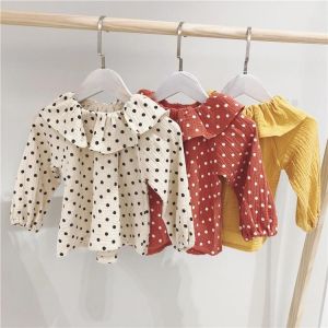 Celveroso Girls Clothing Linen Kids Blouse Solid Cotton Girls Base Shirts Baby Blouse Peter Pan Collar Shirts Cotton for 1-5Y