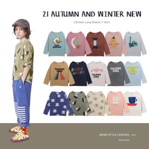 BOBO 2021 Children's T-shirt  Esri Autumn and Winter Ins New Baby Girl withLong Sleeves and Boys' Tops Inside