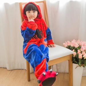 Flannel Animal Children Pajamas Set Winter Hooded Anime Unicorn Stitch Cartoon Kids Pyjamas For Boys Girls Sleepwear Onesies