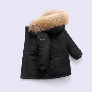 OLEKID 2021 Winter Down Jacket For Boys Real Raccoon Fur Thick Warm Baby Boys Outerwear Coat 2-12 Years Kids Teenage Boys Parka