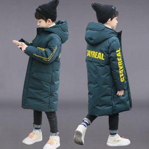 Russia Snowsuit 2021 Winter Boys Long Over-Knee Coat Clothes Waterproof Windproof Outdoor Thicken Hooded Parka Jacket For Kids