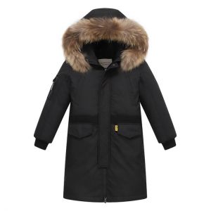 Kids Winter Down Jackets Real Fur Collar Children Warm Hooded Outerwear Coat For Teen Boys 5-16 Years Parkas -30 Degree TX046