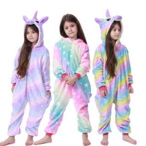 Kigurumi Licorne Children Pajamas Winter Sleepwear Boys Onesies Girls Outfits Set Unicorn  Panda Animal Pyjama Kids Baby Pijamas
