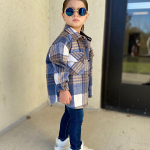 Fashion Baby Girl Boy Plaid Shirt Jacket Child Shirt Thick Wool Loose Outfit Winter Spring Autumn Baby Casual Clothes 1-8Y