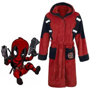 Deadpool Costume for Men Bathrobe Cosplay Flannel Adult Night Bath Robe Sleepwear Pajamas Bathing Plus Size Clothes