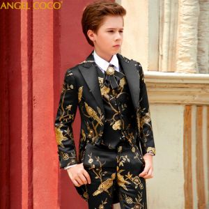 Senior tuxedo Tailcoat Fashion Kid Boys Wedding Suits Prom Best formal clothing Suit Blazers Gentleman Clothes Children's Sui