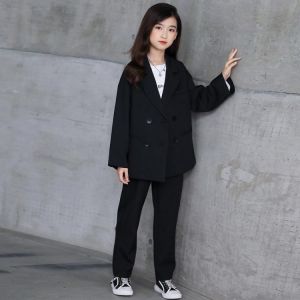 all in one place ילדים ותינוקות Kids Girls Boys Suits Korea Streetwear Fashion Casual Loose Double Breasted Suit Blazers Jacket Pant Children Teenager Clothing