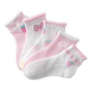5 Pairs/Lot Children Cotton Socks Boy Girl Baby Cute Cartoon Breathable Mesh Socks For 1-12 Years Teens Summer Fashion Kids  CN