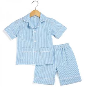 Cotton Stripe seersucker Summer Pajamas sets stripe boutique home sleepwear for kids 12m-12years button up pjs