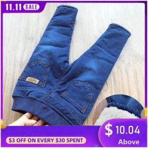 2019 New Baby Boys Clothing  High Quality Thicken Winter Warm Cashmere Jeans  Boys Wild Little Feet Pants children Jeans 1-9Y