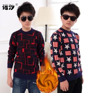 sweaters boy winter warm jacket Pullovers plush inside Knitted sweaters Loose jacket 3-13T children velvet sweaters boys knitted