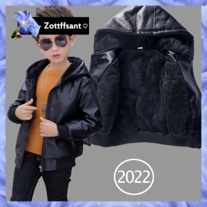 3-14y Boys coat plus velet warm thick pu leather jackets outerwears kids clothes winter jacket zipper children clothing