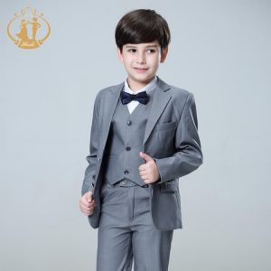 Nimble Spring Autumn Formal Boys Suits for Weddings Children Party Host Costume Wholesale Clothing 3Pcs/Set Blazer Vest Pants