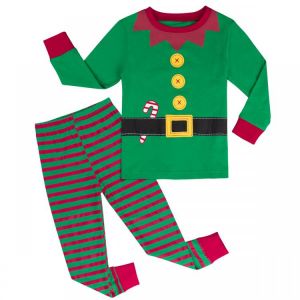 Christmas Pajamas Kids Boys Elf Santa Claus Sleepwear Set Toddler Xmas Pjs Children Cartoon New Year Gift Top+Pants Clothes