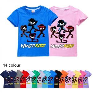 NINJA KIDZ Toddler Girl Summer Clothes 2021 Teen Girls Clothing Cotton Boys Tshirt Boutique Kids Clothing O-Neck Boys Tops Shirt