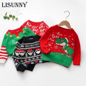 2021 Autumn Winter New Kids Christmas Snowflake Sweater Girls Coat Children Clothing Baby Cotton Thick Wool Top Boys Pullover