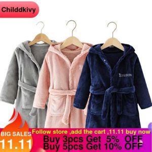 Soft Girl Sleepwear Robe Autumn Winter Children Flannel Bathrobe for girls Boys Pajamas Comfort Kids Cartoon Homewear 2-8 Year