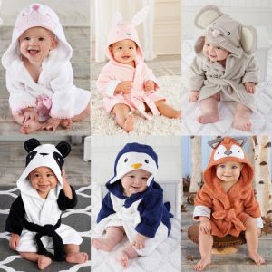 0-5T Cute Baby Bath Towel Coral Fleece Blanket Infant Hooded Wrap Bathrobe Animal Kids Hooded Bath Towel Infant Bathing Blanket