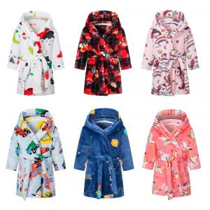Kids Robe Cartoon Hoodies Girl Boys Sleepwear Good Quality Bath Towels Baby Soft Bathrobe Pajamas Children's Clothing 1-8Y