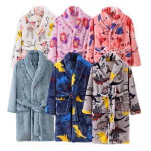 all in one place ילדים ותינוקות Aldult Children&#x27;s Fall/winter Soft Fleece Robe with Pockets Pajamas Kids Girls Boys Bathrobe Sleepwear Clothes 4-16 Year