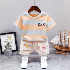 Boys' Summer suit 2020 New Baby Children's summer clothes baby style short sleeve Two piece Suit Fashion T-shirt + short