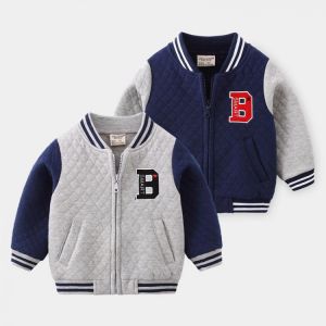 Kids Boys Jackets Spring/Autumn Sports Coats Splice 2-9Y Children Baseball Jackets Long Sleeve Toddler Boy Clothes Grey Kid Coat