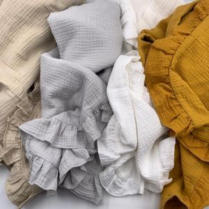 2Layers Baby Blanket Cover Newborn Baby Ruffle Blanket Cotton Muslin Swaddle Baby Muslin Ruffle Blankets Infant Quit  90x90cm