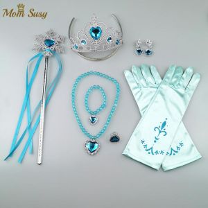 Elsa Anna Princess Crown Headband Magic Stick Glove Hair Accessory For Children Kids Baby Girls Party Carnival Birthday Cosplay