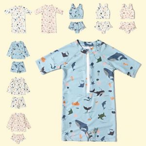 Boy Girl Swimwear Bikini Toddler One Piece Long Sleeves Swimsuits Children Rashguards Babys' Tankini Summer Beachwear Tee Pan