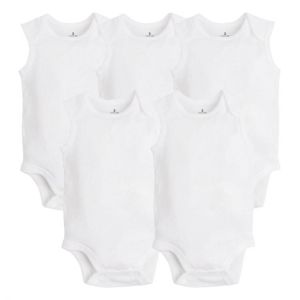 5 PCS/LOT Newborn Baby Clothing 2016 Summer Sleeveless Baby Boy Girl Clothes 100% Cotton White Kids Baby Bodysuits & Jumpsuits