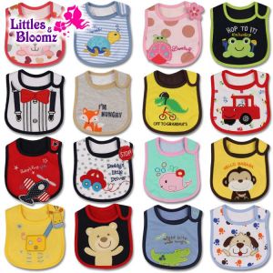 [Littles&Bloomz] Baby Girl Boy Feeding Bibs Waterproof Apron Cartoon Towel Kids Toddler Dinner baberos Bandanas Burp Cloths